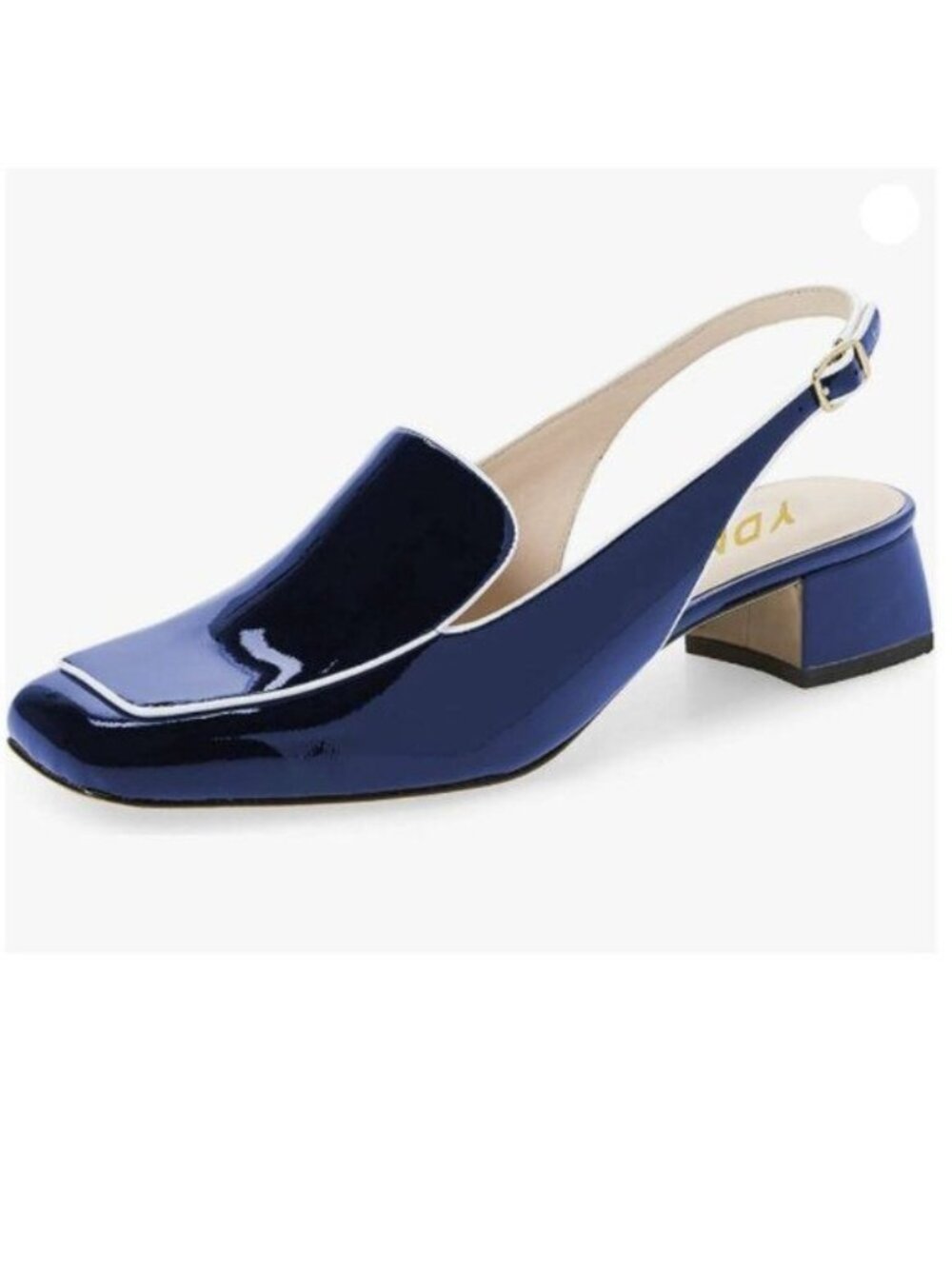 YDN Women Closed Square Toe Block Low Heels Slingback Formal Loafer  Shoes Blue